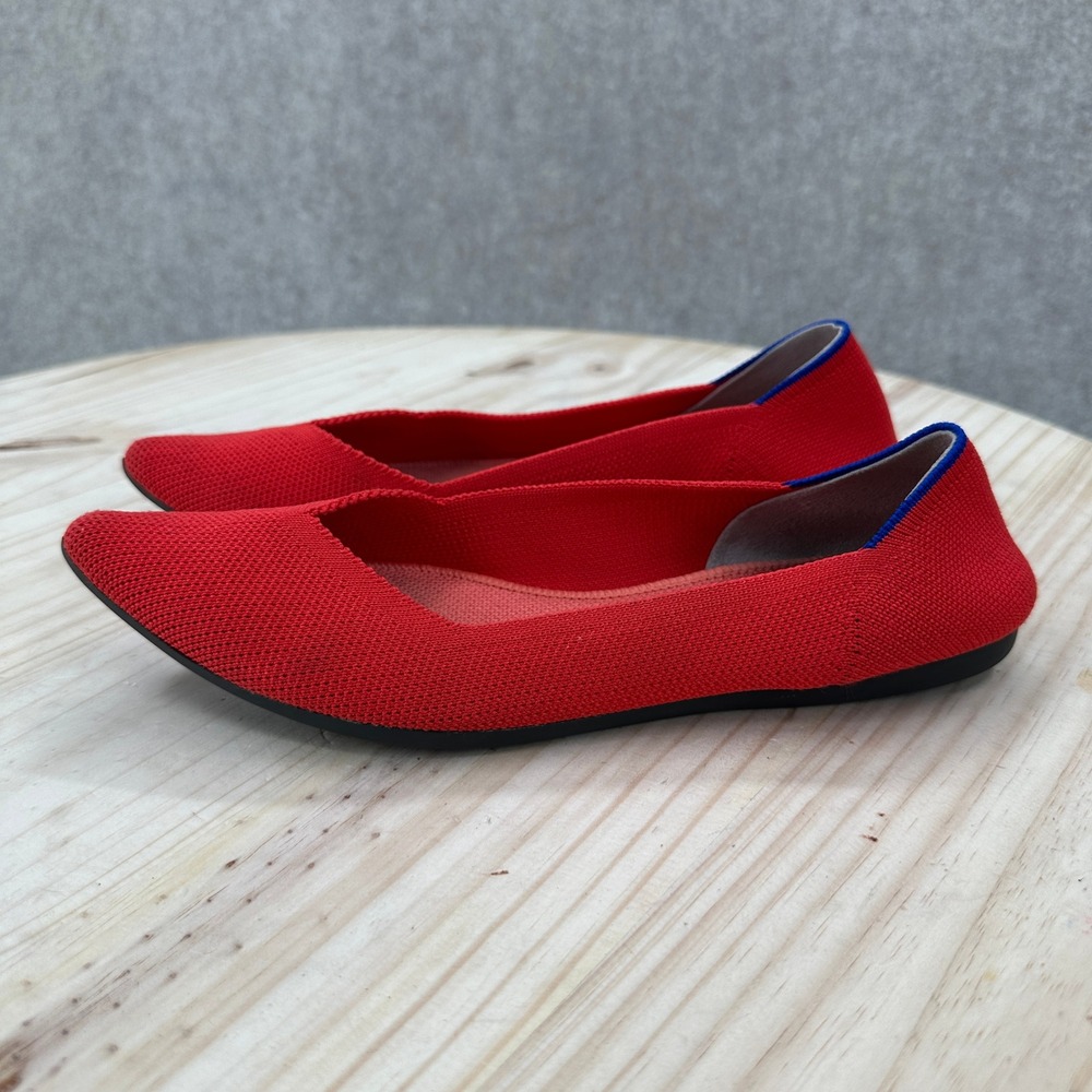 Rothy's The Point Knit Flats Womens Size 7 Red Knit Pointed Toe Slip On Shoes